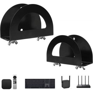 2 Pièces Etagère Murale Universel Support Box Internet sans Percer Murales Rangement Box Internet Réglable, Noir - Neuf