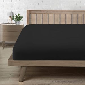 Drap Housse 180x200, Drap Housses Bonnet 30 Cm 2 Personnes, Microfibre Confortable Et Respirant Confortable Et Respirant Housse Matelas Noir - Neuf