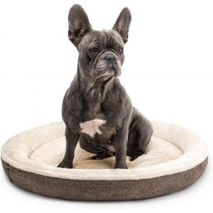 Panier Pour Chien Rond En Forme De Beignet, 65 Cm,Coussin Pour Animaux Avec Housse Lavable Et Picots Antid&eacute;rapants,Lit Douillet En Lin Oxford Et Peluche,Marron - Neuf