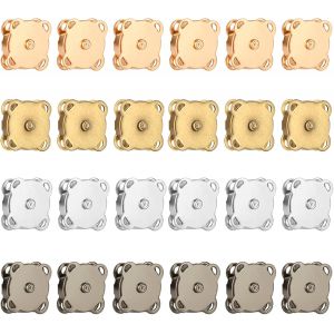 Mevronisshop-24 Sets Bouton Pression Aimant&eacute; 18mm Fermoir Magnetique Pour Sac 4 Couleurs Bouton Aimant&eacute; Couture Pression Aimant&eacute; Couture Pour Bricolage Sacs &Agrave; Main V&ecirc;tements Vestes - Neuf