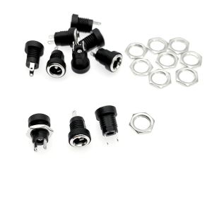 MEVRONISSHOP-10 pi&egrave;ces 5.5 mm x 2.1 mm 2 broches prise jack d'alimentation CC, adaptateur de connecteur de montage filet&eacute; femelle, prise de prise femelle CC filet&eacute;e - Neuf