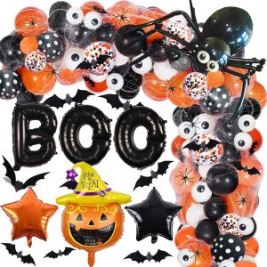 Kit de guirlande de ballons d'Halloween, 112 pièces de confettis noirs et oranges - Neuf