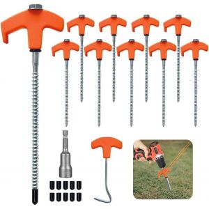 Yemaesre-Lot De 8 Piquets En Acier Avec Têtes De Vis, Filetage Et Hexagonal, Longs Et Robustes, Pas Faciles À Rouiller, Accessoires Pour Tentes De Camping Pour Sols Durs - Neuf
