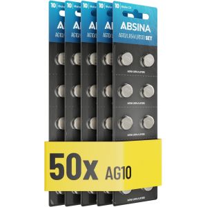50x Pile LR1130 AG10 LR54-1,5V Alcaline étanche & Longue durée - V10GA / RW49 / G10A / 189 / GP189 / L1130 / 89A - Pile LR54 Pile Bouton, Pile L1131C, Pile L1131, Piles LR54, Piles AG10 - Neuf