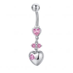 Piercing De Nombril En Zircon, Simple Et Tendance, En Forme De Cour (Argent Rose) - Neuf