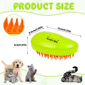 Chien Chat Vapeur Brosse 3 En 1 Électrique À Vapeur Chat Brosse À Cheveux (Vert) - Neuf