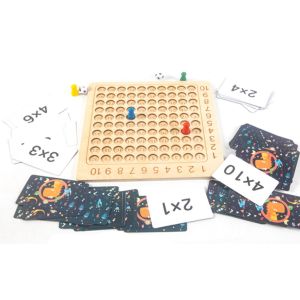 Jeu De Multiplication Montessori En Bois Avec D&eacute;s, Pions Et Cartes Math&eacute;matiques - Neuf