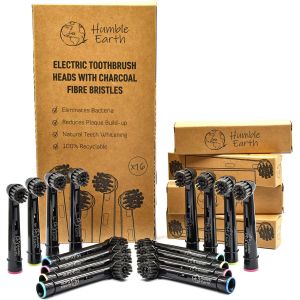 Kalanka-Lot De 16 T&ecirc;tes De Brosse &Agrave; Dents Recyclables Avec Poils En Charbon De Bois, Compatibles Avec Brosse &Agrave; Dents &Eacute;lectrique Oral-B - Neuf