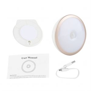 HJLIAN Veilleuse intelligente 6 LED, rechargeable par USB, lampe a induction infrarouge, usage domestique (dore) - Neuf