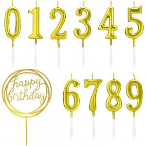 36 Pi&egrave;ces Bougies De G&acirc;teau D'anniversaire,Bougie Anniversaire Longue Avec Supports,Bougies Fine Pour La D&eacute;coration De F&ecirc;te De G&acirc;teau De Mariage D'anniversaire (Or-01) - Neuf