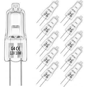 Ampoule Halogène G4 12v 10w,2800k 150lm Blanc Chaud G4 Ampoule Spot Dimmable,Lampe Halogène Basse Tension Pour Lustre,Placards,Plafonniers,Pack De 10 - Neuf