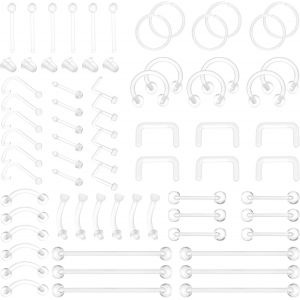 Nbgcm-Clous De Nez Transparents Pour Le Travail - Anneaux De Nez En Plastique Pour La Chirurgie - Boucles D'oreilles Transparentes Pour Le Sport - Piercing De Nombril En Plastique Transparent - Boucl - Neuf