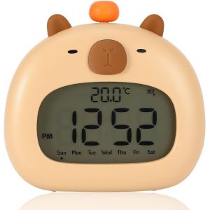 Cmjaagur-R&eacute;veil Capybara Pour Enfants &iquest; R&eacute;veil Mignon Avec Veilleuse Pour Gar&ccedil;ons Et Filles, R&eacute;veil Num&eacute;rique Aliment&eacute; Par Piles Avec Affichage De La Temp&eacute;rature, R&eacute;p&eacute;tition, Volume/Luminosi[M947] - Neuf