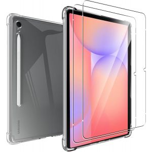 JGD-Coque pour Samsung Galaxy Tab S10 Lite/Tab S10 FE/Tab S9 FE 10.9 Pouces + Verre Tremp&eacute;, Anti-Rayures TPU Flexible Transparent avec Coin Renforc&eacute;, Antichoc &Eacute;tui de Protection - Neuf