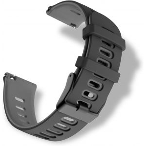 Bracelet Silicone Pour Largeur Pattes De Montre 22mm, Doux Et Confortable, &Eacute;tanche, Bracelet De Remplacement Sport Pour Hommes Femmes - Noir Gris - Neuf