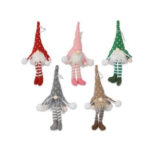 Poup&eacute;e de No&euml;l sans visage et aux longues jambes avec d&eacute;coration Rudolph lumineuse - Neuf