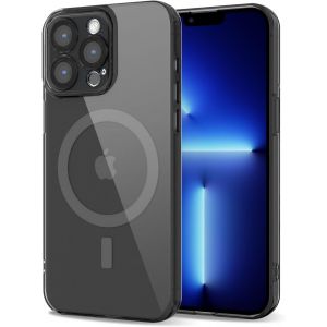 SJZG-Pour Iphone 13 Pro Max Coque Compatible Avec Magsafe, Transparente Magnétique Protection De L'Objectif Etui Housse, Pleine Silicone Cover, Coque Mat Translucide Mince Antichoc, Noir Clair - Neuf