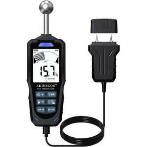 Ulteronixshop-Testeur Humidit&eacute; 2 en 1 &agrave; Sondes Sph&eacute;rique et &agrave; Aiguilles &iquest; Humidim&egrave;tre pour Bois, Mur, B&eacute;ton et Pl&acirc;tre, &Eacute;cran LCD, D&eacute;tection 20-40 mm, Alarme Sonore - Neuf