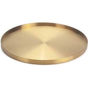 Plateau De Service Rond En Acier Inoxydable Doré (30 Cm) Pour Bijoux Et Maquillage, Plateau Décoratif Pour Bougies - Neuf