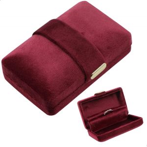 Boîte à bijoux double pour boucles d'oreilles et bagues de mariage, rouge - Neuf