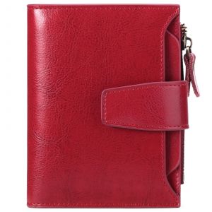 Petit porte-monnaie pour Femmes en Cuir Véritable Bifold Compact RFID Blocage Petit Womens Portefeuille¿rouge - Neuf