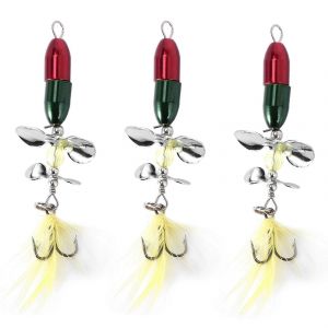 3x Long Casting Spinner App&acirc;t P&ecirc;che Leurre Double Queue H&eacute;lice Truite Carpe Poisson-Chat Glace Artificielle F - Neuf
