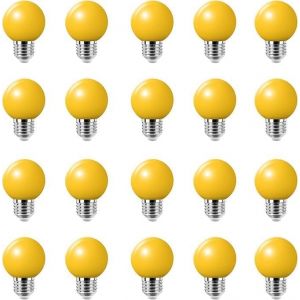 Sjzg-E27 Led 2w Ampoule,Ampoule Led E27,E27 Led G45,Remplace Les Ampoules À Incandescence 5w,Ampoule Led E27 Pour La Décoration D`Halloween De Fête,Non Dimmable,Jaune,Lot De 20 - Neuf