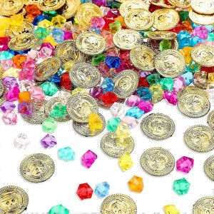 Pirate Pi&egrave;ces d'or Gemme Bijoux Tr&eacute;sor Jouet Activit&eacute; F&ecirc;te D&eacute;cor 200pcs - Neuf