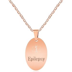 Kal-Collier D'alerte M&eacute;dicale Avec Gravure Gratuite Et Pendentif Ovale &iquest; Bijou M&eacute;dical &Eacute;tanche Pour Diab&egrave;te, Hommes Et Femmes Ya4674 - Neuf