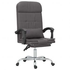 Fauteuil de massage inclinable de bureau informatique &eacute;tude similicuir gris Helloshop26 02_0025404 - Neuf
