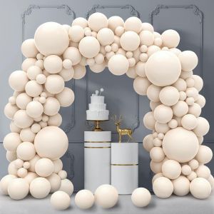 KALANKA-Ballon Blanc Sable, 130 Pièces Kit Arche Ballon Blancs Beige, Guirlande Ballons Blanc Creme, Helium Gonflable Ballons Décorations Anniversaire Mariage Baby Shower Bapteme 18 12 10 5 pouces - Neuf