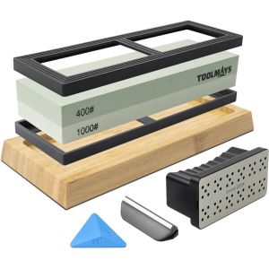 Pierre A Aiguiser, 3000/8000 Pierre Affuter Japonaise Avec Base En Bambou Antidérapante, Support En Silicone, Guide D'angle Et Pierre À Aplatir Double Face, Pierre Affutage Pour Couteaux - Neuf