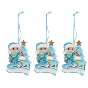 3pcs Arbre de No&euml;l Masque Pendentif Bonhomme de neige Mignon Exquis Pvc Avec Boucle de Ruban de D&eacute;coration de No&euml;l X2163 Bleu - Neuf