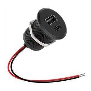 JGD-Aluminium 12VCC Prise de Chargeur USB C de Caravane, 24W Double Charge Rapide QC 3.0 et PD 3.0 Adaptateur pour Camping Car, Remorque, Camion, Bateau (1 pi&egrave;ce) - Neuf