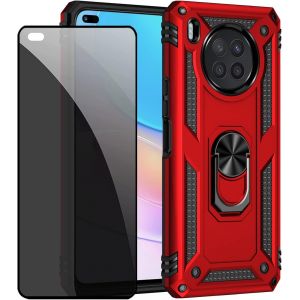 Kal-Coque Kompatibel Huawei Nova8i/Honor 50 Lite Rouge Étui De Protection Avec Protecteur D'écran En Verre De Confidentialité Anti-Espion - Neuf