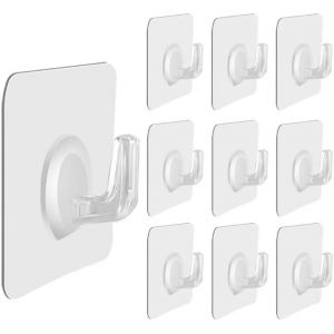 Lot De 20 Crochets Transparents Auto-Adhésifs Transparents En Plastique Pour Salle De Bain,Cuisine,Mur,Porte,Métal,Carrelage,Bois,Céramique Pour Fabrication De Guirlandes - Neuf