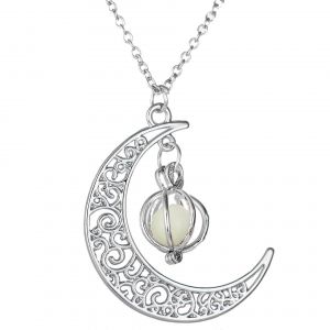 Collier Pendentif En Pierre Phosphorescente, Collier Lune, Collier Pendentif Pour Femme - Neuf