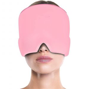 Bonnet Anti-Migraine Avec Gel Glac&eacute;, Bonnet De Cryoth&eacute;rapie, Masque Oculaire Extensible Et Confortable Avec Poche De Glace, Rose - Neuf
