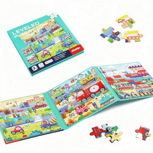 KAL-Puzzle Magnetique Enfant 3 4 5 Ans, 3-In-1 Activite Enfant 3 &Agrave; 5 Ans, 25-30-42 Pi&egrave;ces Livre Puzzle Enfant Jeux Voiture Enfant Voyage, Jeu De Voyage-Trafic - Neuf