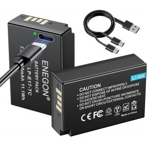 LP-E17 Type C Batteries à Charge directe 1500 mAh pour Canon Rebel SL2,T6i,T6s,T7i,EOS R10,R8,RP,R50,R100,EOS M3,M5,M6,EOS 200D,250D,77D,750D,760D,800D,8000D,Kiss X8i,RP - Neuf