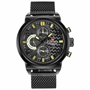 Montre &Agrave; Quartz Pour Homme Naviforce 9068 Avec Bracelet En Acier Inoxydable Et Affichage De La Semaine - Rouge - Neuf