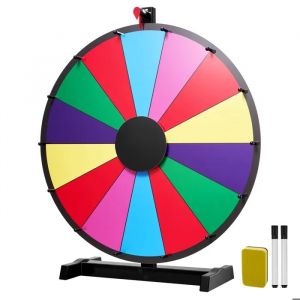 Roue de Loterie 610 mm-Duoku-Roue Rotative sur Table &agrave; 14 Sections-Roulette Effa&ccedil;able &agrave; Sec et 2 Marqueurs-6 Couleurs - Neuf