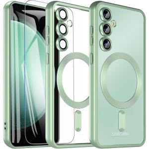 LORANKA-Pour Samsung Galaxy S23 FE Coque avec film de protection, Coque de t&eacute;l&eacute;phone portable magn&eacute;tique S23 FE Compatible avec MagSafe Protection militaire Protection de l'appareil photo Coque mate - Neuf