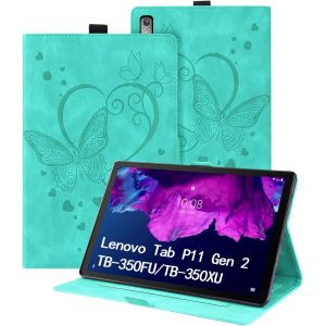KAL-Coque Pour Lenovo Tab P11 (2Nd Gen) 11.5 Pouces Tb-350Fu/Tb-350Xu 2022 Housse Papillon Mod&egrave;le De Cuir Pu Avec Fonction Support &Eacute;tui De Protection Tablette Pour Lenovo Tab P11 (2Nd Gen) - Vert - Neuf