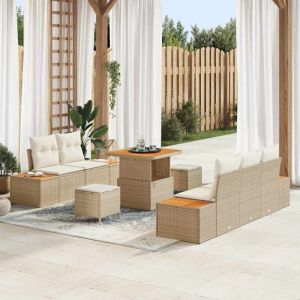 Vidaxl Ensemble De Canap&eacute; De Jardin 8 Pcs Beige, Cr&egrave;me 80 X 80 X 71 Cm - Neuf