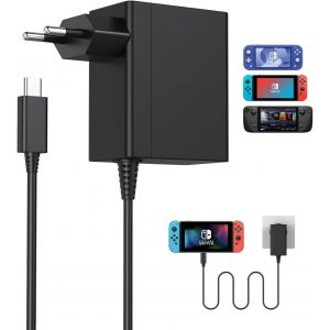 Thef-Chargeur Pour Switch Nintendo, 39w Adaptateur Secteur Console Switch Oled/Lite/Dock/Manette, Pd Chargeur Switch Support Mode Tv Et Contrôleur Dock&pro Charger Rapide Usb Type C Alimentation15v / - Neuf
