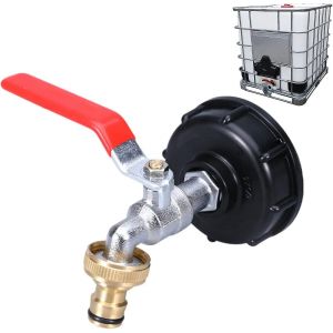 Robinet de reservoir 1000 l avec adaptateur pour tuyau d'arrosage, connecteur S60x6 IBC - Neuf