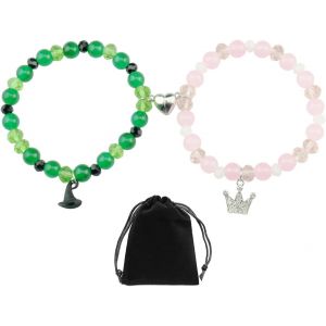 2 Bracelets Perl&eacute;s,1 Morceau De Sac De Bijoux Noir,Bracelet En Cristal Simple,Bracelet De Couple Magn&eacute;tique,Bijoux De Mode Cr&eacute;atif,Bracelet D'amiti&eacute;. - Neuf