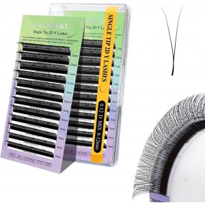 Kalanka-Y Cils 2d Forme Y Professionnelles Pré-Fanés Doux Légers Naturels Volume Russe Extension De Faux Cils Premade Fans Bouquet Prefait Ventilateur Wispy Cluster Eyelash Noir Mat (0.12 D 8-12mm) - Neuf