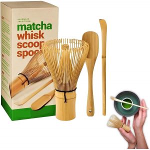 Ensemble De Balais Et Cuill&egrave;res &Agrave; Matcha En Bambou Avec 2 Cuill&egrave;res &Agrave; Caf&eacute; (Chashaku),Fouet En Bambou Fait &Agrave; La Main,Cadeau Pour C&eacute;r&eacute;monie Du Th&eacute; - Neuf